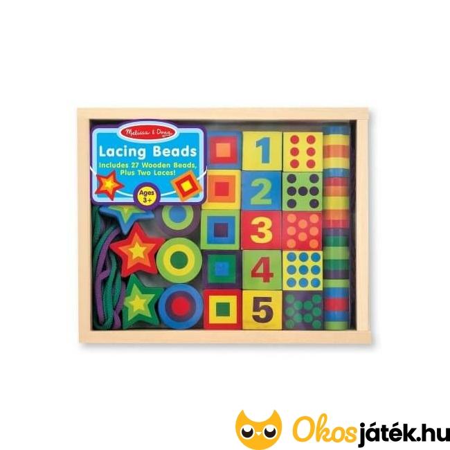 Nagy elemű fa fűző készlet