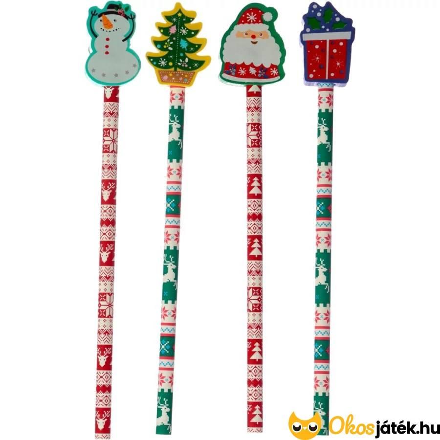 Karácsonyi mintás ceruza radírral (1db)