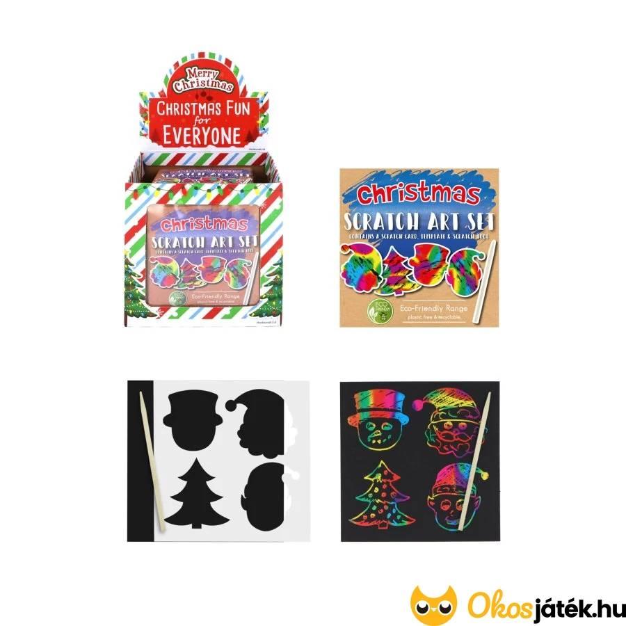 Mini képkarcoló szett sablonnal - Karácsonyi