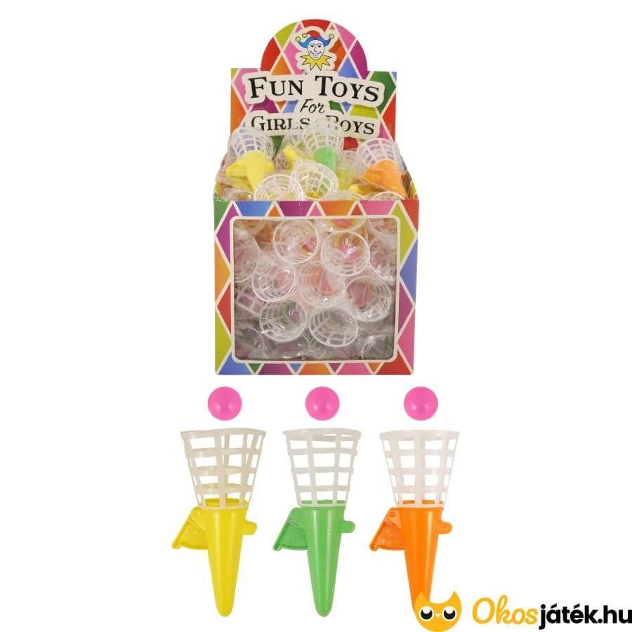 Mini tölcséres labdakilövő ügyességi játék