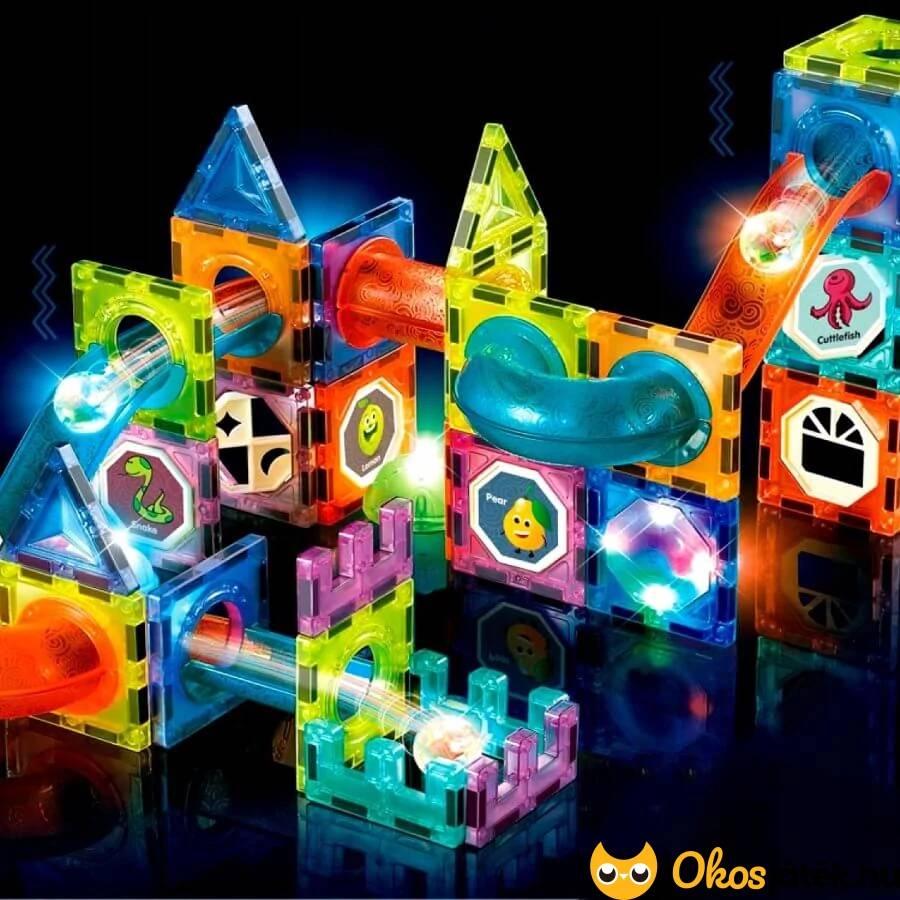 Mágneses golyópálya építő LED világítással