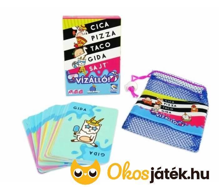 Vízálló cica, pizza, taco, gida, sajt kártyajáték