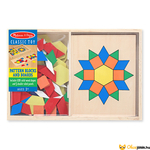 Kép 1/2 - Mozaik fa kirakó kreatív játék gyerekeknek Melissa Doug Pattern Blocks and Boards 
