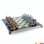 Kép 1/3 - Manopoulos exkluzív, egyedi sakk készlet fém - sárgaréz figurákkal 