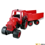Kép 3/4 - Nagyméretű játéktraktor utánfutóval - 68 cm - piros