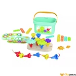 Kép 2/2 - Fogaskerekes, fűzős építőkészlet vödörben