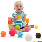 Kép 2/2 - Tapintást fejlesztő puha gumi építőkocka babáknak 