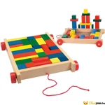 Kép 1/2 - Fa építőkocka kiskocsiban 34 db-os