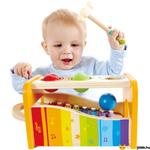 Kép 1/3 - hape baba xilofon és golyó kalapálós játék egyben, fa xilofon