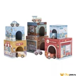 Kép 1/11 - Little Dutch toronyépítő kocka 6 db kisautóval
