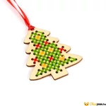 Kép 2/6 - Keresztszemes hímzés fenyőfa - Karácsonyfadísz