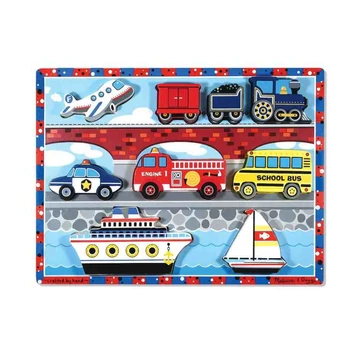 Könnyen megfogható fa puzzle - járműves