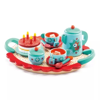 Rókás teáskészlet fából