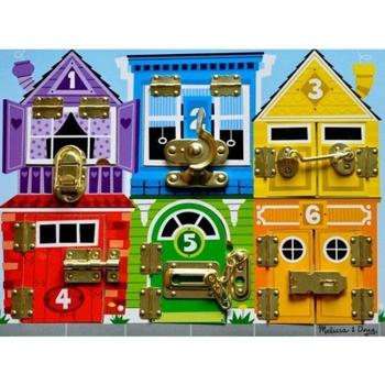 Melissa and Doug zárak és reteszek, matató tábla záras játék