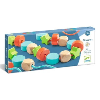 Djeco színes fa gyöngyök fűzéshez