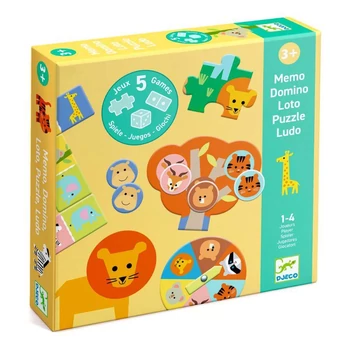 Djeco 5 az 1-ben társasjáték - Vadállatok