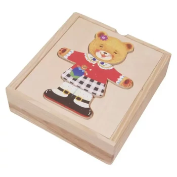 Fa öltöztetős maci lány