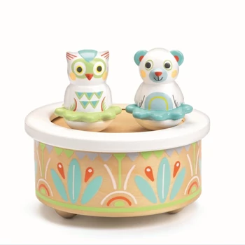 Mozgó figurás zenedoboz - Maci és bagoly