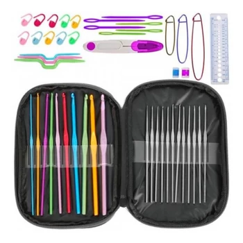 Horgolótű készlet cipzáras tartóban - 50 darabos készlet