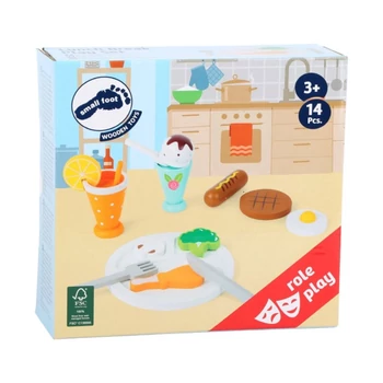 Legler Kis méretű fa ételkészlet tányérkával, evőeszközzel