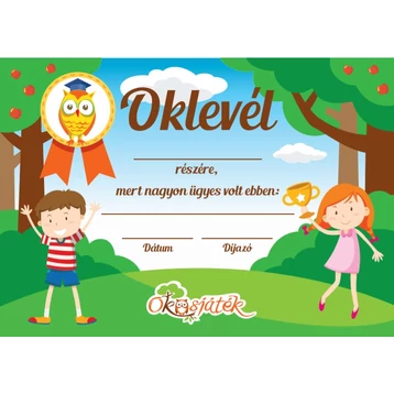 Nyomtatható oklevél gyerekeknek