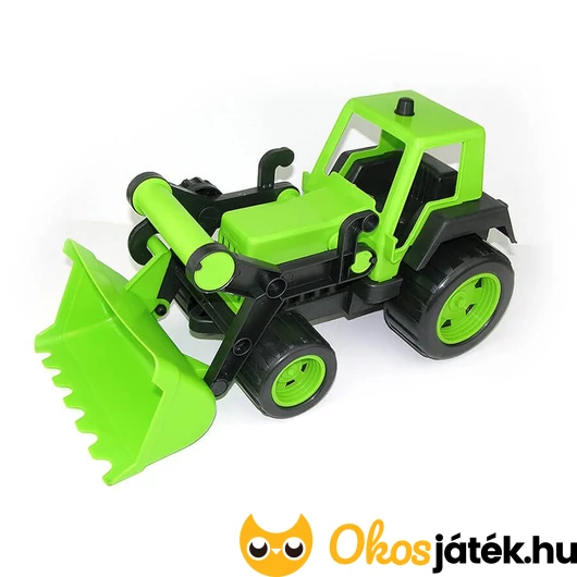 Zöld traktor homlokrakodóval