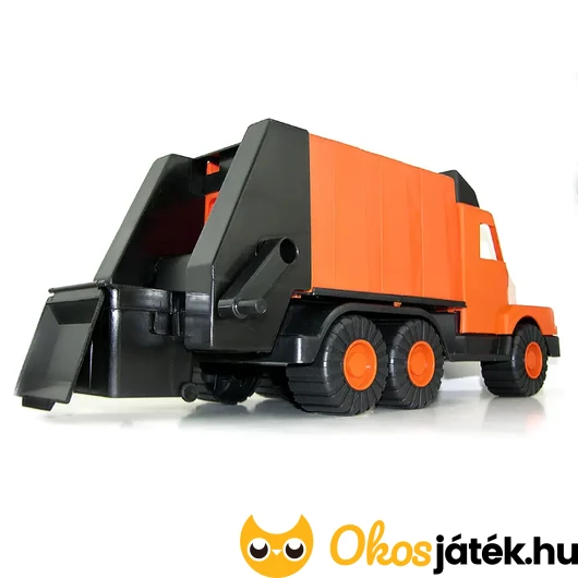 Nagyméretű játék kukáskocsi hátulról 