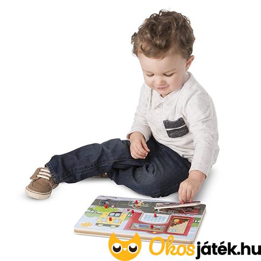 Hangot adó tűzoltós formaillesztő játék
