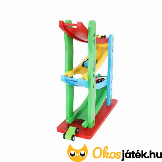 Autós fajáték, lejtős autópálya kisebbeknek