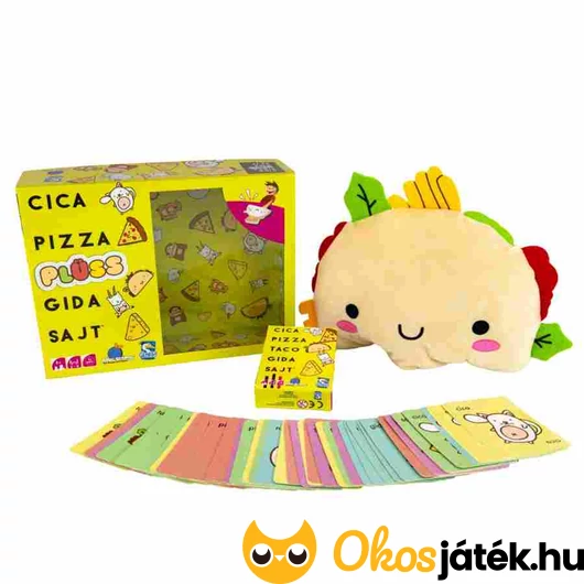 Cica, pizza, plüss, gida, sajt kártyajáték