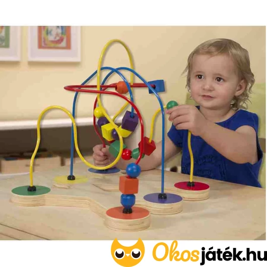 Nagyméretű fa drótos golyóvezető játék