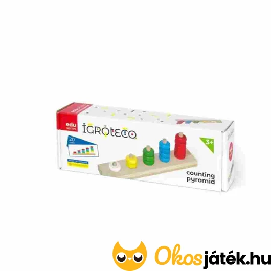 Fa piramisépítő játék csomagban