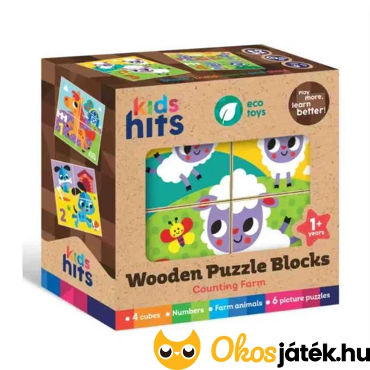 Kids Hits: Fa puzzle kocka - Vidám farm