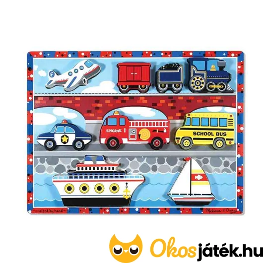 Könnyen megfogható fa puzzle - járműves