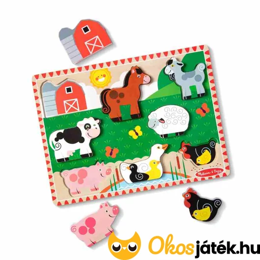 Könnyen megfogható fa puzzle - Farm