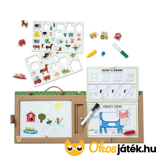 Letörölhető rajz és mágneses játékkészlet - Farm