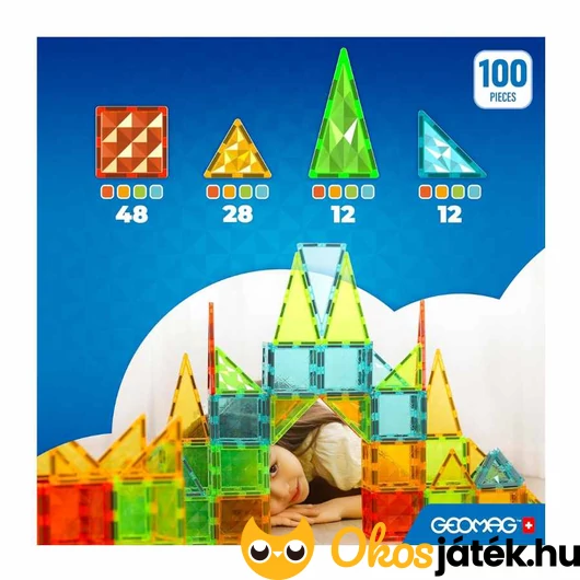 Geomag Magnetic Tiles Gems 100 db-os tartalma