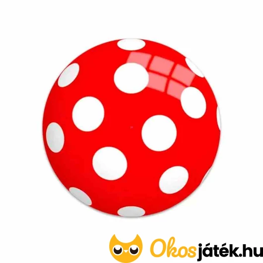 Piros pöttyös gumilabda - lakkozott, 22 cm