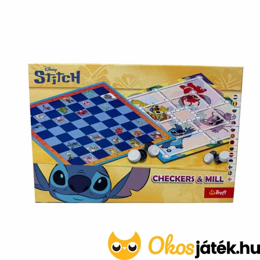 Dáma és malom társasjáték - Disney Stitch