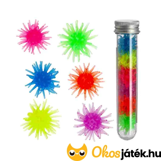 Ablakon mászó szőrös, foszforeszkáló gumilabdák