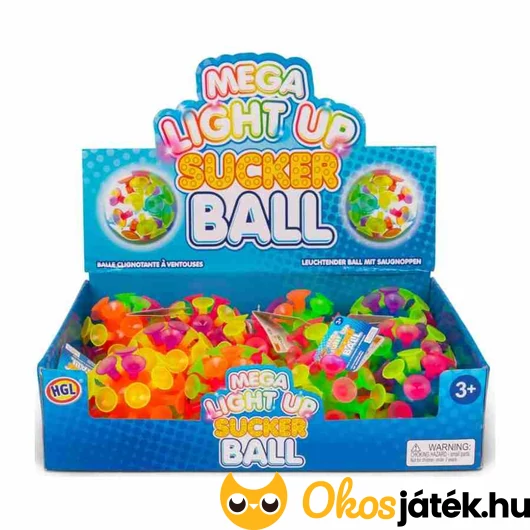 Tapadókorongos világító labda 10 cm