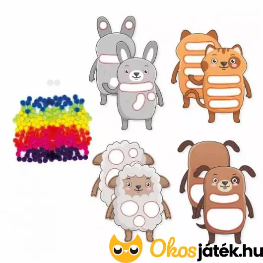 Képkészítő - állatok színes pomponokkal sycomore kreatív játék