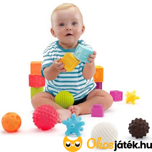 Tapintást fejlesztő puha gumi építőkocka babáknak 