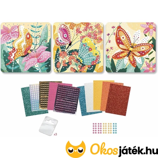 Mozaikkép készítő pillangós képekkel, öntapadós mozaik képkirakó, mozaik játék lányoknak