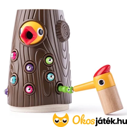 Mágneses harkály játék 2 éveseknek – Montessori kukacfogó