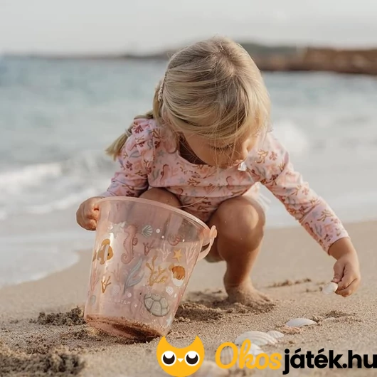 átlátszó rózsaszín homokozó vödör kislányoknak