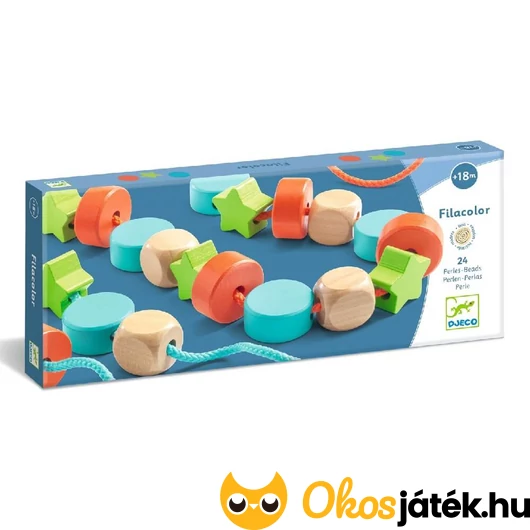Djeco színes fa gyöngyök fűzéshez
