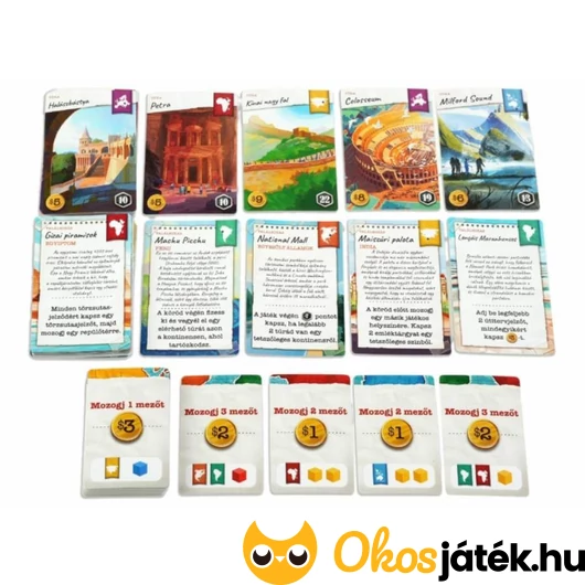 Utazás a föld körül társasjáték kártyái