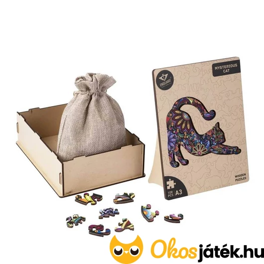 Különleges fa kirakó macska