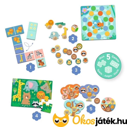 Djeco játékgyűjtemény 5 az 1-ben - Vadállatok